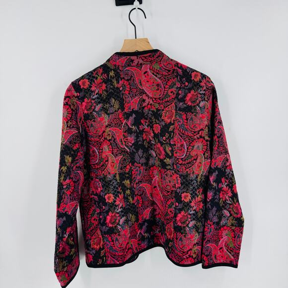 Vintage Serengeti Tapestry Jacket Boho Floral Paisley Open Front Size L Festival - Picture 2 of 6
